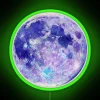 Neon green moon watercolor sign.