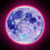 Neon Watercolor Moon Sign with Pink Glow