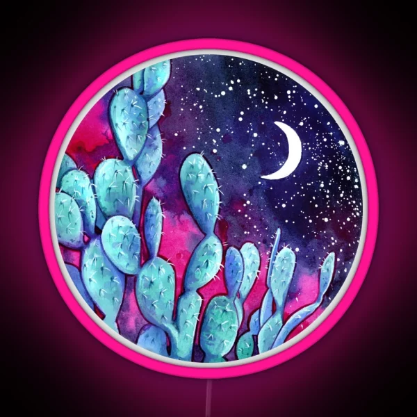 Moonlight Cactus Prickly Pear RGB Neon Sign