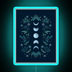 Moonlit Garden Teal Snow RGB Neon Sign