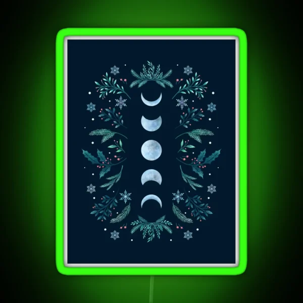 Moonlit Garden Teal Snow RGB Neon Sign