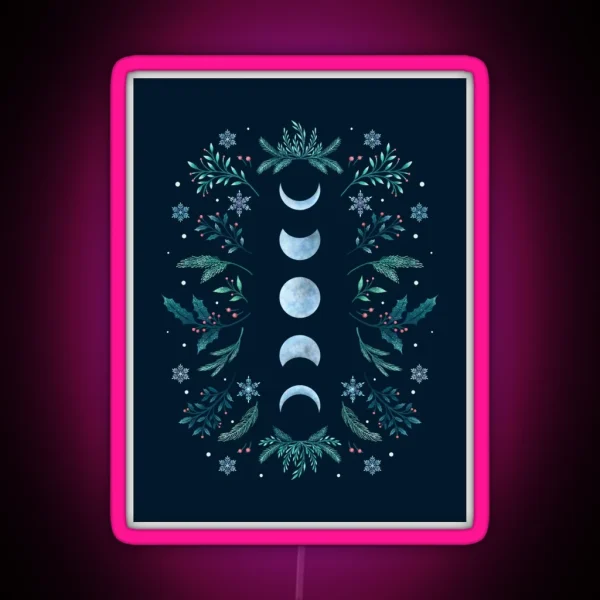 Moonlit Garden Teal Snow RGB Neon Sign