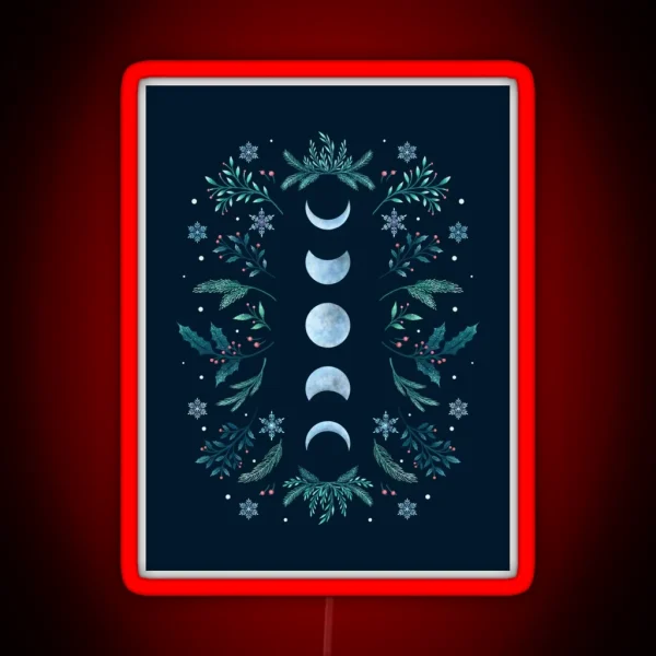 Moonlit Garden Teal Snow RGB Neon Sign