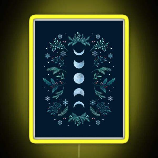 Moonlit Garden Teal Snow RGB Neon Sign