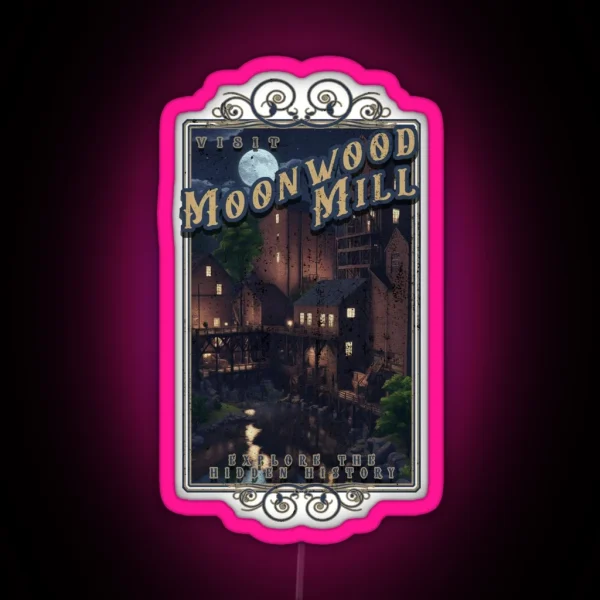 Moonwood Mill Vintage Travel Poster RGB Neon Sign