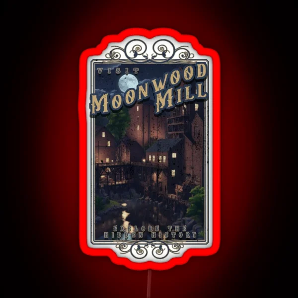 Moonwood Mill Vintage Travel Poster RGB Neon Sign
