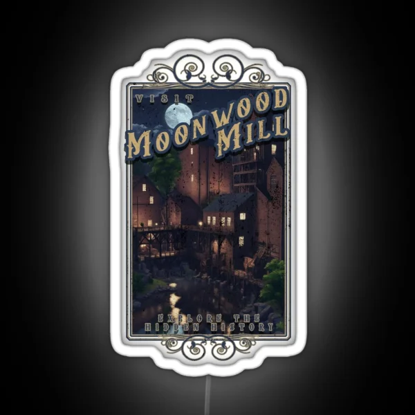 Moonwood Mill Vintage Travel Poster RGB Neon Sign
