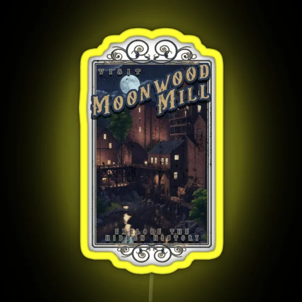 Moonwood Mill Vintage Travel Poster RGB Neon Sign