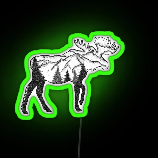 Moose Mountain Scene RGB Neon Sign
