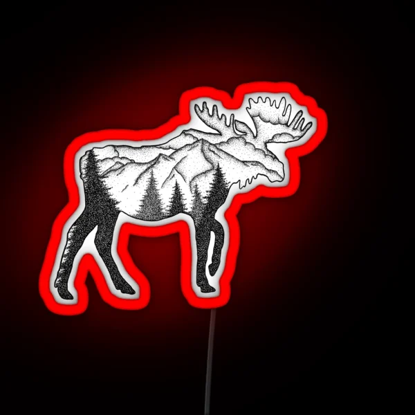 Moose Mountain Scene RGB Neon Sign