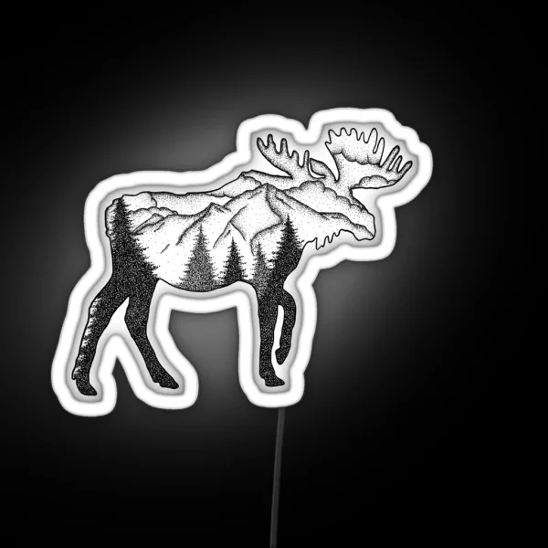 Moose Mountain Scene RGB Neon Sign