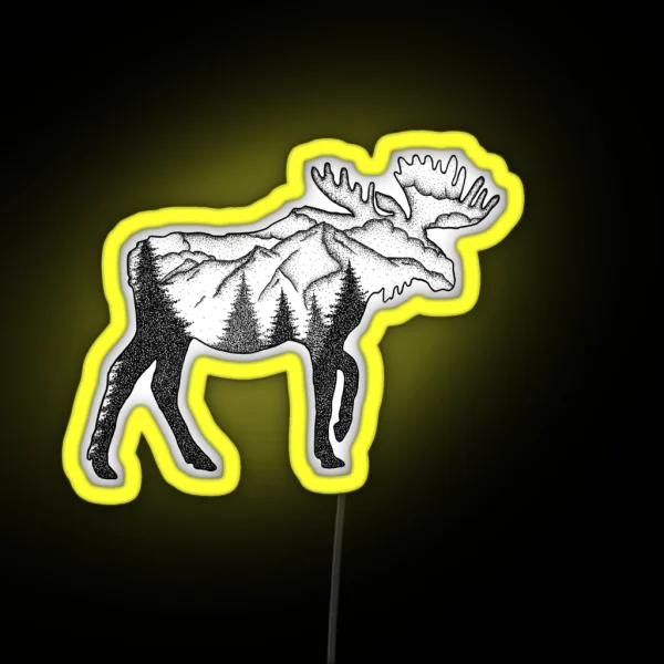Moose Mountain Scene RGB Neon Sign