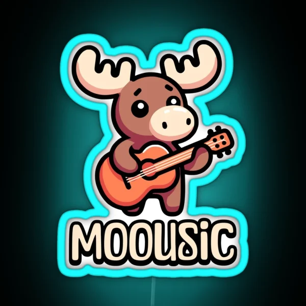Moousic Cute Music Moose Pun RGB Neon Sign