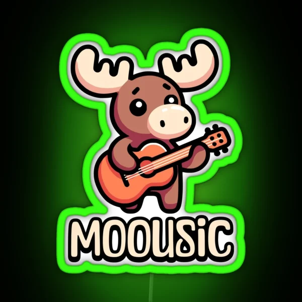 Moousic Cute Music Moose Pun RGB Neon Sign