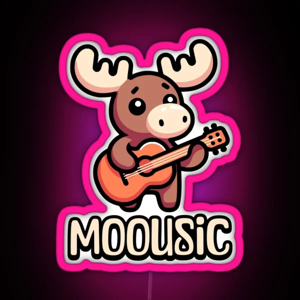 Moousic Cute Music Moose Pun RGB Neon Sign