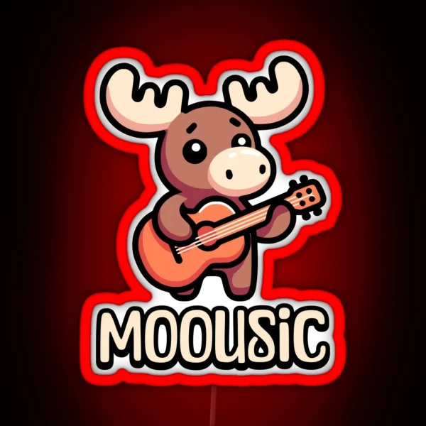 Moousic Cute Music Moose Pun RGB Neon Sign
