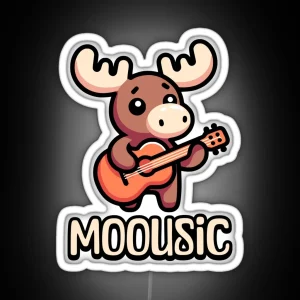 Moousic Cute Music Moose Pun RGB Neon Sign