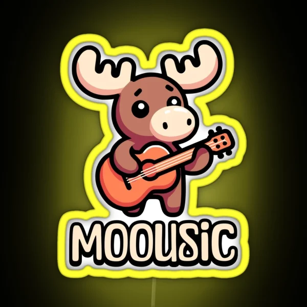Moousic Cute Music Moose Pun RGB Neon Sign