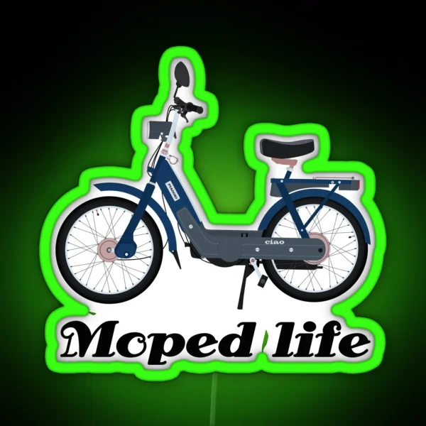 Moped Bike Motorcycle Retro Vintage RGB Neon Sign
