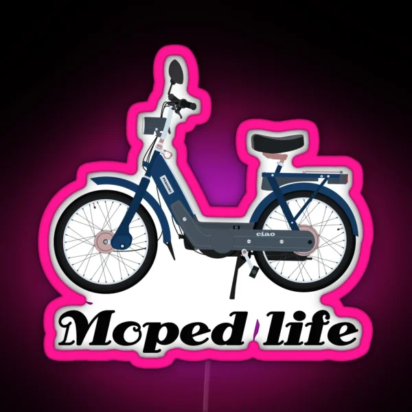 Moped Bike Motorcycle Retro Vintage RGB Neon Sign