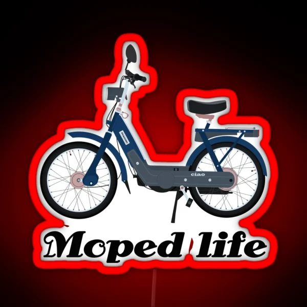 Moped Bike Motorcycle Retro Vintage RGB Neon Sign