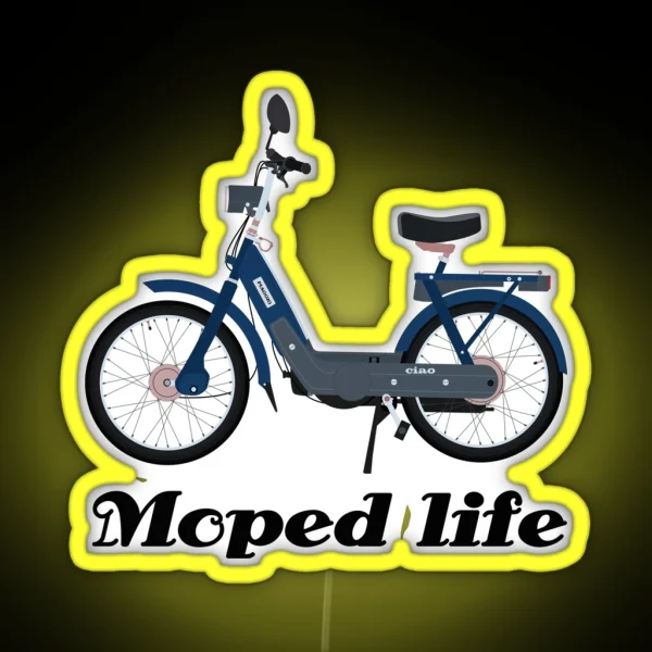 Moped Bike Motorcycle Retro Vintage RGB Neon Sign