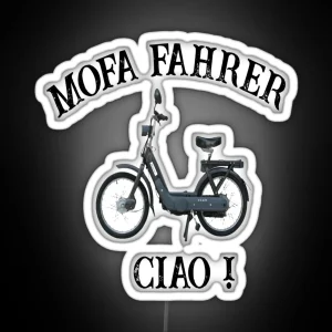 Moped Driver Ciao RGB Neon Sign