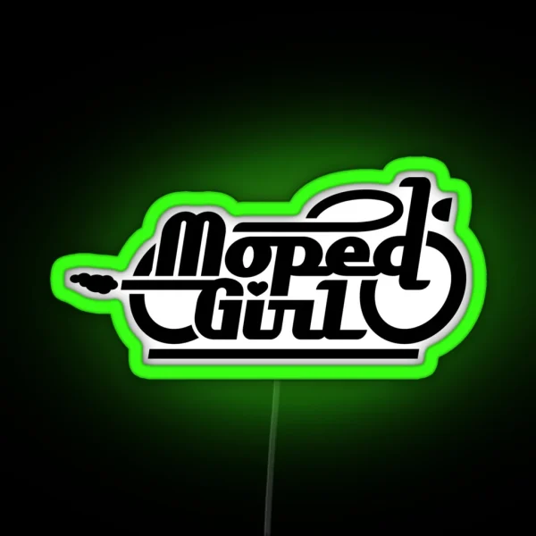 Moped Girl Mopedgirl Black RGB Neon Sign