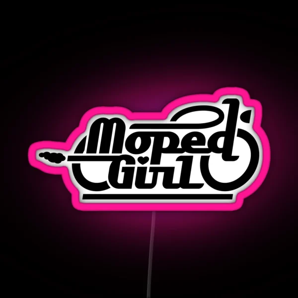 Moped Girl Mopedgirl Black RGB Neon Sign
