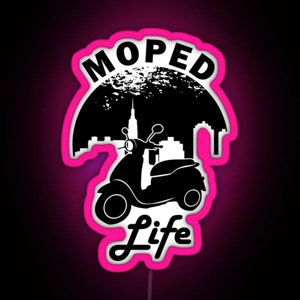 Moped Life Moped Rider RGB Neon Sign