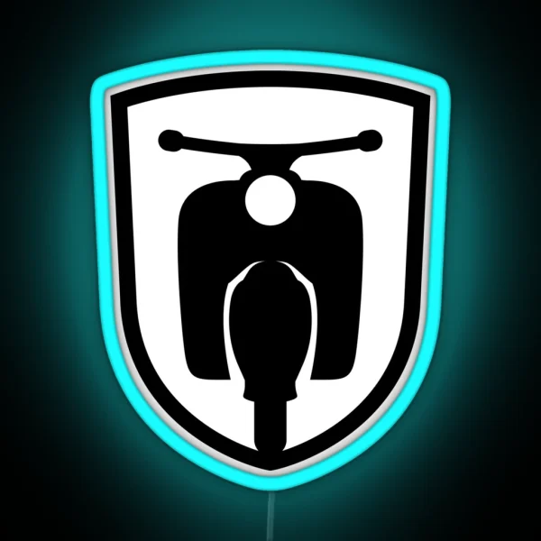 Moped Motor Scooter Emblem Black RGB Neon Sign