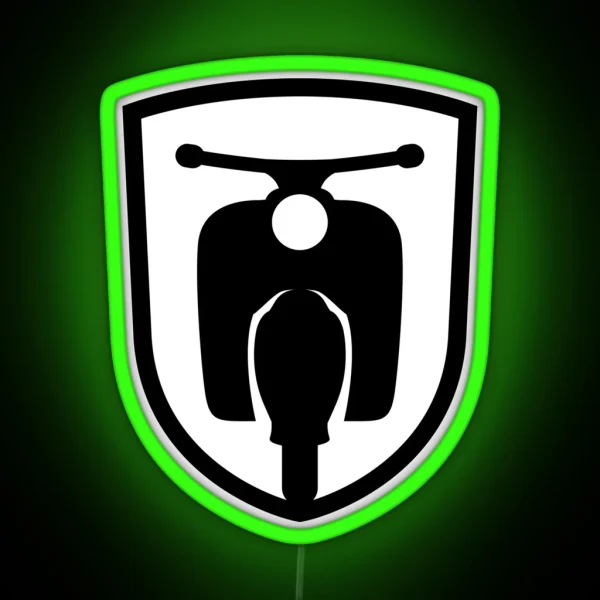 Moped Motor Scooter Emblem Black RGB Neon Sign