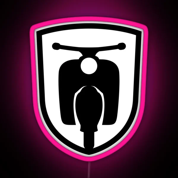 Moped Motor Scooter Emblem Black RGB Neon Sign