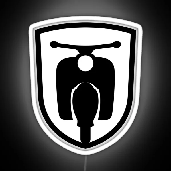 Moped Motor Scooter Emblem Black RGB Neon Sign