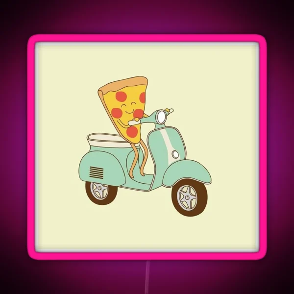 Moped Pizza RGB Neon Sign