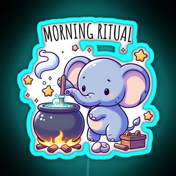 Morning Ritual Elephant RGB Neon Sign