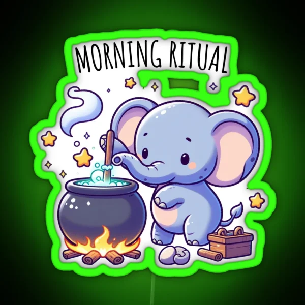 Morning Ritual Elephant RGB Neon Sign