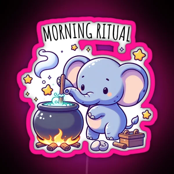 Morning Ritual Elephant RGB Neon Sign