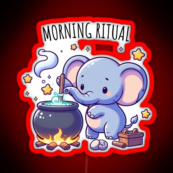 Morning Ritual Elephant RGB Neon Sign