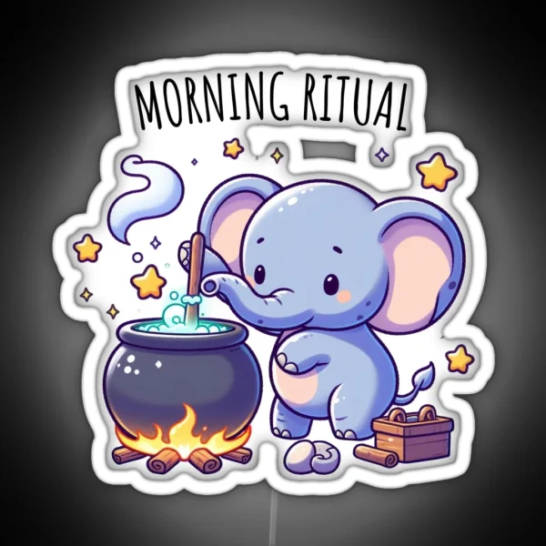 Morning Ritual Elephant RGB Neon Sign