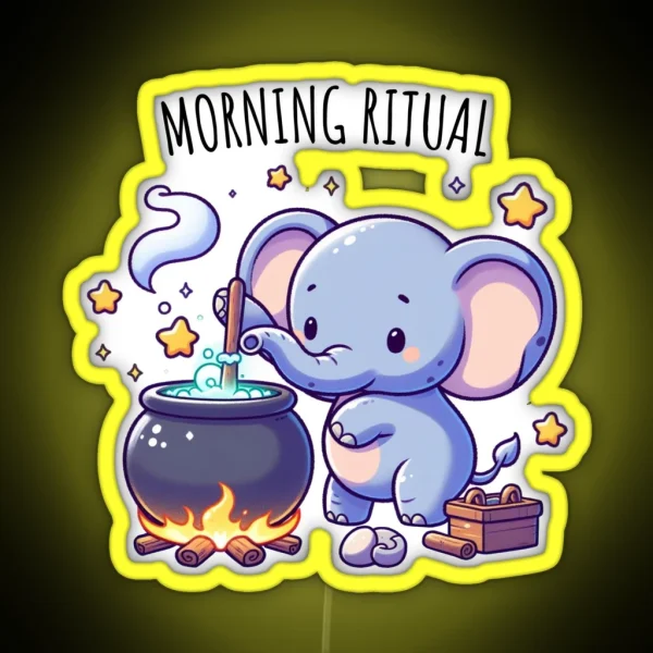 Morning Ritual Elephant RGB Neon Sign