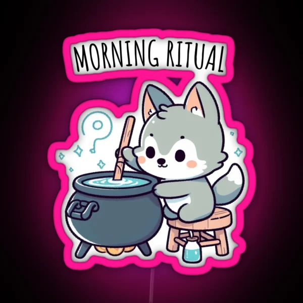 Morning Ritual Wolf RGB Neon Sign