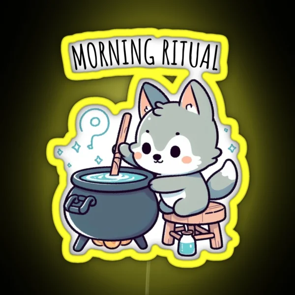 Morning Ritual Wolf RGB Neon Sign