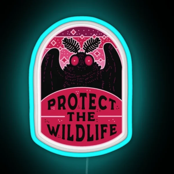 Moth Man Protect The Wildlife RGB Neon Sign