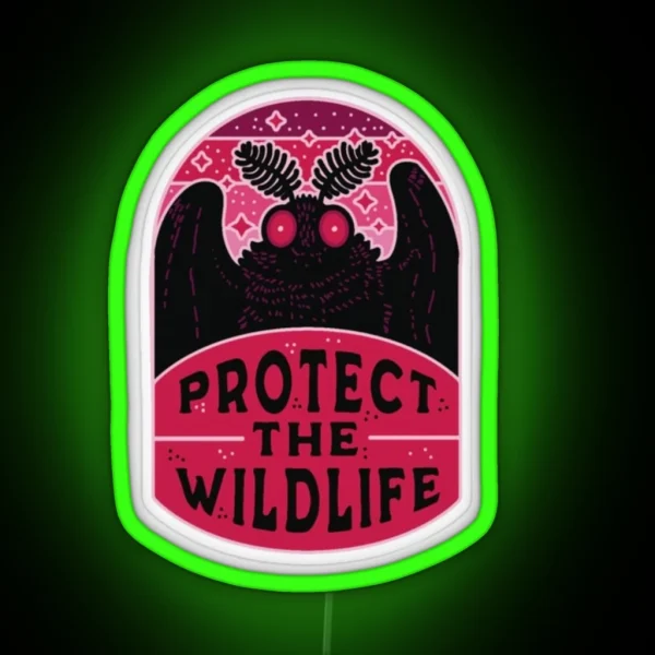 Moth Man Protect The Wildlife RGB Neon Sign