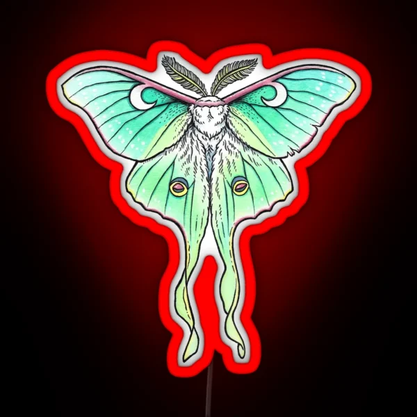 Moth Of The Blue Moon Luna Moth Watercolor Art RGB Neon Sign