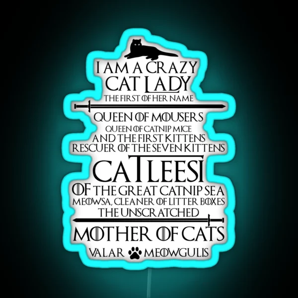 Mother Of Cats Catleesi Design RGB Neon Sign