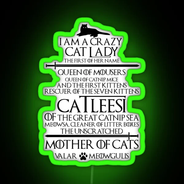 Mother Of Cats Catleesi Design RGB Neon Sign