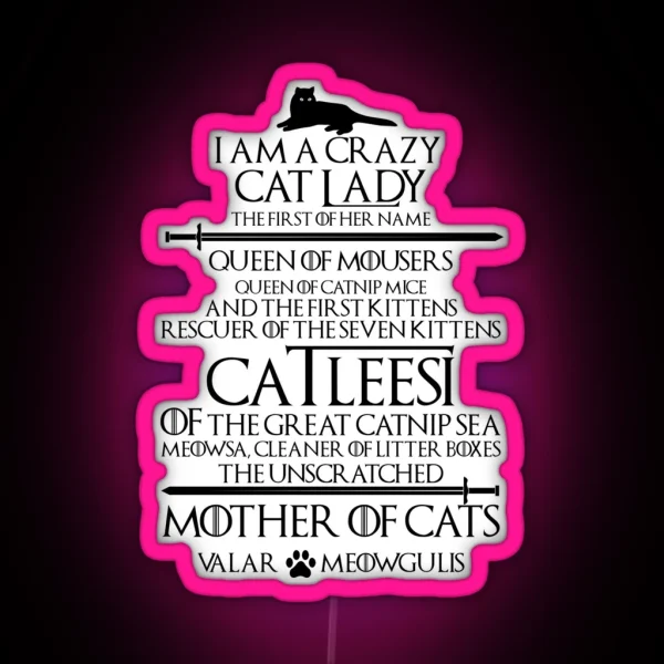 Mother Of Cats Catleesi Design RGB Neon Sign