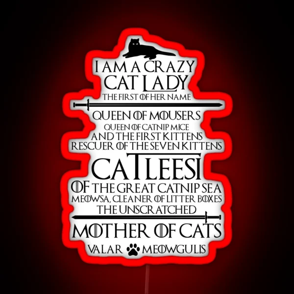 Mother Of Cats Catleesi Design RGB Neon Sign